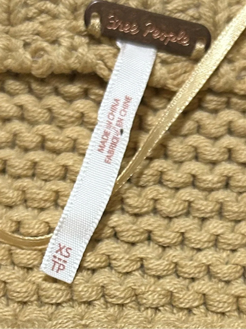 Free People Dream Cable Knit Oversized Sweater Camel XS